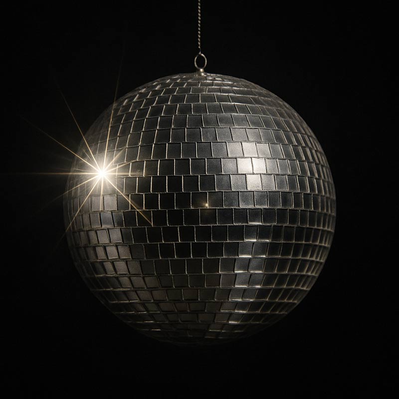 Originalfoto der Discokugel im Partyzelt